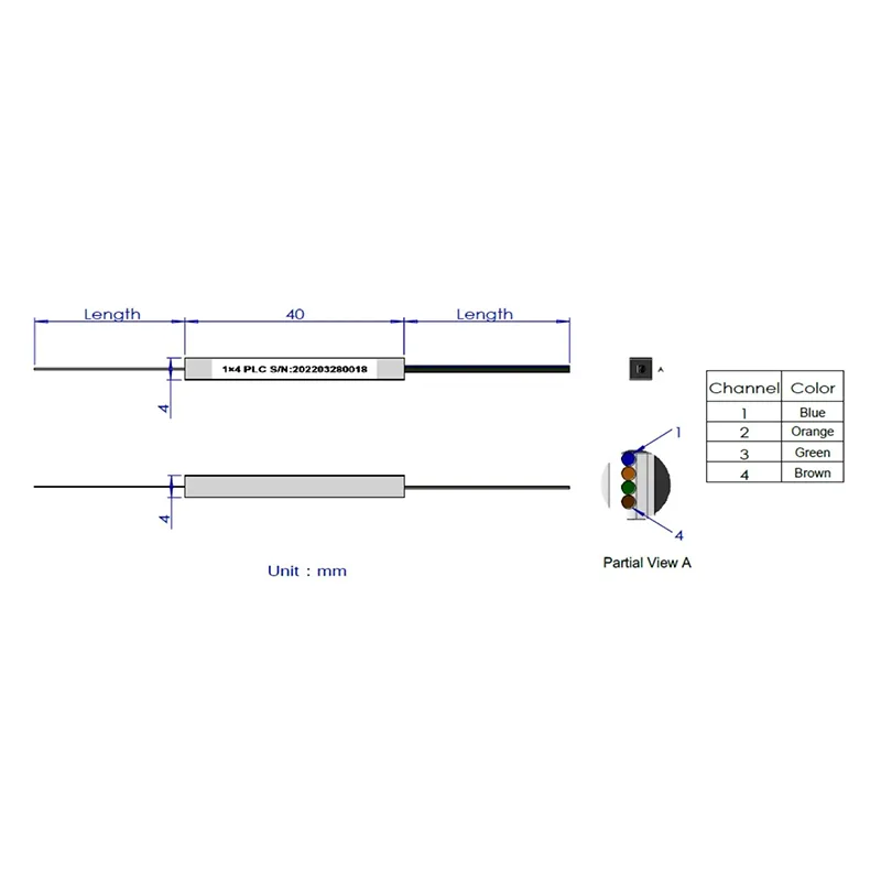 1 * 4 1 * 8 PLC Splitter (jinis serat sing gundhul)